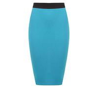 asfashion online Womens Plain Stretchy Tube Wiggle Pencil Midi Skirt Ladies Fancy Bodycon Office Skirt Black UK 12-14