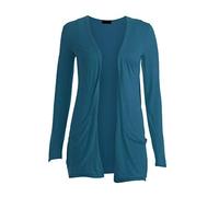 asfashion online Womens Plus Size Open Front Cardigan Ladies Plain Jersey Pocket Boyfriend Cardigan(Teal UK 24-26)