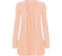 asfashion online Womens Plus Size Open Front Cardigan Ladies Plain Jersey Pocket Boyfriend Cardigan(Peach UK 20-22)