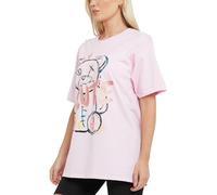 asfashion online Womens Short Sleeve Cute Bear Printed T Shirt Ladies Crew Neck Oversized Summer Tops (Baby Pink UK 16-18)