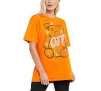 asfashion online Womens Short Sleeve Cute Bear Printed T Shirt Ladies Crew Neck Oversized Summer Tops (Orange UK 8-10)