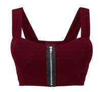 asfashion online Zip Front Crop Top Wine S/M (3015-1.96)