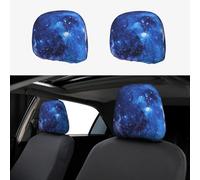 ASFgda 2pcs Car Headrest Blue Galaxy Print Cover,Reusable Flexible Headrest Protector,Universal Headrest Anti-Dirty Covers