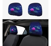 ASFgda 2pcs Car Headrest Bright Pink Lotus Print Cover,Reusable Flexible Headrest Protector,Universal Headrest Anti-Dirty Covers