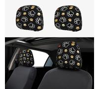 ASFgda 2pcs Car Headrest Dog Paw Prints Print Cover,Reusable Flexible Headrest Protector,Universal Headrest Anti-Dirty Covers