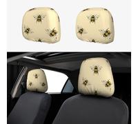 ASFgda 2pcs Car Headrest Honey Bee Print Cover,Reusable Flexible Headrest Protector,Universal Headrest Anti-Dirty Covers