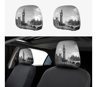 ASFgda 2pcs Car Headrest London 1 Print Cover,Reusable Flexible Headrest Protector,Universal Headrest Anti-Dirty Covers