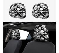 ASFgda 2pcs Car Headrest Skull Background Print Cover,Reusable Flexible Headrest Protector,Universal Headrest Anti-Dirty Covers