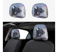 ASFgda 2pcs Car Headrest Steam Train Depart Sunset Print Cover,Reusable Flexible Headrest Protector,Universal Headrest Anti-Dirty Covers