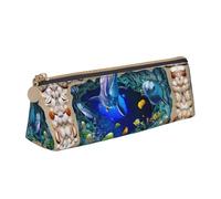 ASFgda 3D Underwater World Dolphin Print Triangle Pencil Case,Zippered Pen Pouch for Stationery,Makeup,School,Office & Travel