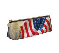 ASFgda American USA Flag Eagle Art Print Triangle Pencil Case,Zippered Pen Pouch for Stationery,Makeup,School,Office & Travel