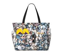 ASFgda Beach Colored Pebbles Print Beach Bag,Waterproof Sandproof Beach Tote Bag,Large Capacity Lightweight Foldable Zippered Tote