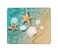 ASFgda Beach Starfish Scallop Print Mouse Pad With Stitched Edge,Comfortable Mouse Pad With Non-Slip Rubber Base For Computer/Cafe/Home/Office