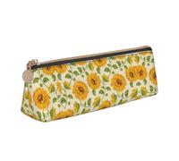 ASFgda Beautiful Yellow Sunflower Print Triangle Pencil Case,Zippered Pen Pouch for Stationery,Makeup,School,Office & Travel