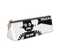 ASFgda Black Robot Print Triangle Pencil Case,Zippered Pen Pouch for Stationery,Makeup,School,Office & Travel