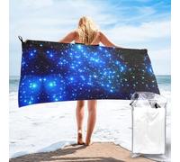 ASFgda Blue Shining Stars Print Microfiber Quick Dry Towel, Lightweight Compact Absorbent Towel With Carabiner For Travel Camping Gym