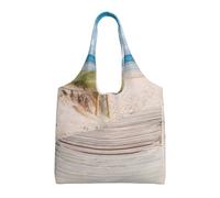 ASFgda Canvas Beach Scenery Print Tote Bag,Reusable Grocery Shopping Bag,Large Capacity Shoulder Bag For Daily Use,Travel,Beach