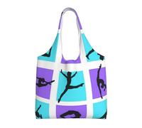 ASFgda Canvas Gymnastics Game Print Tote Bag,Reusable Grocery Shopping Bag,Large Capacity Shoulder Bag For Daily Use,Travel,Beach