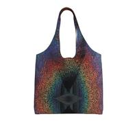 ASFgda Canvas Holographic Dreams Print Tote Bag,Reusable Grocery Shopping Bag,Large Capacity Shoulder Bag For Daily Use,Travel,Beach