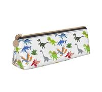 ASFgda Cartoon Dinosaur Images Print Triangle Pencil Case,Zippered Pen Pouch for Stationery,Makeup,School,Office & Travel