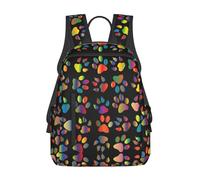 ASFgda Casual Colorful Dog Paw Print Backpack For Men And Women,Durable,Lightweight Travel Back Pack,Ergonomic Shoulder Straps