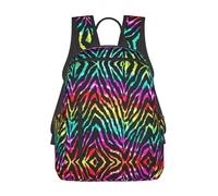 ASFgda Casual Colorful Rainbow Zebra Print Backpack For Men And Women,Durable,Lightweight Travel Back Pack,Ergonomic Shoulder Straps