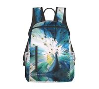 ASFgda Casual Cute Peacock Print Backpack For Men And Women,Durable,Lightweight Travel Back Pack,Ergonomic Shoulder Straps