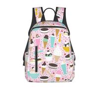 ASFgda Casual Sweet Ice Cream Print Backpack For Men And Women,Durable,Lightweight Travel Back Pack,Ergonomic Shoulder Straps