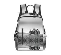 ASFgda Casual Tractor Agriculture Tranquil Print Backpack For Men And Women,Durable,Lightweight Travel Back Pack,Ergonomic Shoulder Straps