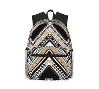 ASFgda Classical Basic Travel Black White Tan Zigzag Print Backpack,College School Backpack,Waterproof Casual Daypack For College/Travel/Work