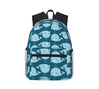 ASFgda Classical Basic Travel Cartoon Whales Background Print Backpack,College School Backpack,Waterproof Casual Daypack For College/Travel/Work