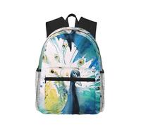 ASFgda Classical Basic Travel Cute Peacock Print Backpack,College School Backpack,Waterproof Casual Daypack For College/Travel/Work