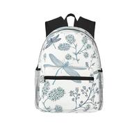 ASFgda Classical Basic Travel Dragonfly Flower Print Backpack,College School Backpack,Waterproof Casual Daypack For College/Travel/Work