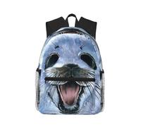 ASFgda Classical Basic Travel Harp Seal Painting Wallpaper Print Backpack,College School Backpack,Waterproof Casual Daypack For College/Travel/Work