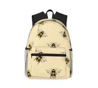 ASFgda Classical Basic Travel Honey Bee Print Backpack,College School Backpack,Waterproof Casual Daypack For College/Travel/Work