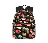 ASFgda Classical Basic Travel Japanese Sushi Shrimp Print Backpack,College School Backpack,Waterproof Casual Daypack For College/Travel/Work