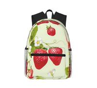 ASFgda Classical Basic Travel Lovely Strawberry Print Backpack,College School Backpack,Waterproof Casual Daypack For College/Travel/Work