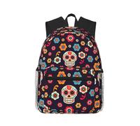 ASFgda Classical Basic Travel Mexican Skull Print Backpack,College School Backpack,Waterproof Casual Daypack For College/Travel/Work