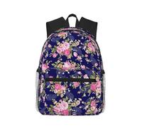 ASFgda Classical Basic Travel Navy Blue Base Floral Print Backpack,College School Backpack,Waterproof Casual Daypack For College/Travel/Work