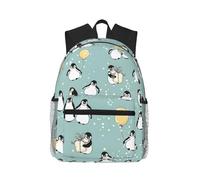 ASFgda Classical Basic Travel Penguin Balloon Snowflake Print Backpack,College School Backpack,Waterproof Casual Daypack For College/Travel/Work
