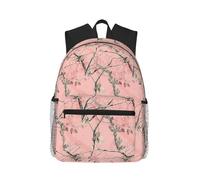 ASFgda Classical Basic Travel Pink Leaves Camo Print Backpack,College School Backpack,Waterproof Casual Daypack For College/Travel/Work