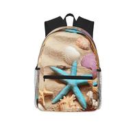 ASFgda Classical Basic Travel Shells On The Beach Print Backpack,College School Backpack,Waterproof Casual Daypack For College/Travel/Work