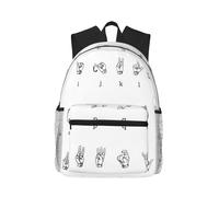 ASFgda Classical Basic Travel Sign Language Alphabet Print Backpack,College School Backpack,Waterproof Casual Daypack For College/Travel/Work
