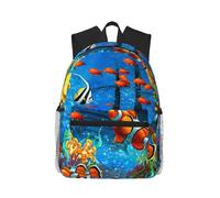 ASFgda Classical Basic Travel The Underwater World Tropical Fish Print Backpack,College School Backpack,Waterproof Casual Daypack For College/Travel/Work