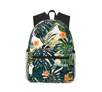 ASFgda Classical Basic Travel Tropical Summer Hawaiian Flower Palm Leaves Print Backpack,College School Backpack,Waterproof Casual Daypack For College/Travel/Work