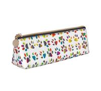 ASFgda Colorful Dog Paw Print Triangle Pencil Case,Zippered Pen Pouch for Stationery,Makeup,School,Office & Travel
