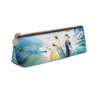 ASFgda Cute Peacock Print Triangle Pencil Case,Zippered Pen Pouch for Stationery,Makeup,School,Office & Travel