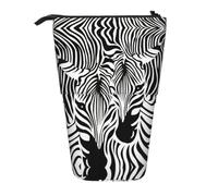 ASFgda Cute Standing Abstract Animal Zebra Print Pencil Case Pen Holder,Telescopic Pencil Bag for School Office Supplies