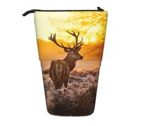 ASFgda Cute Standing Antler Red Deer Print Pencil Case Pen Holder,Telescopic Pencil Bag for School Office Supplies