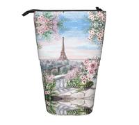 ASFgda Cute Standing Beautiful Eiffel Tower Paris Print Pencil Case Pen Holder,Telescopic Pencil Bag for School Office Supplies